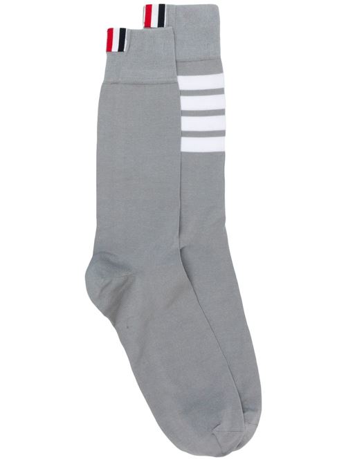 Grey cotton 4-Bar mid-calf socks THOM BROWNE | MAS023B01690035